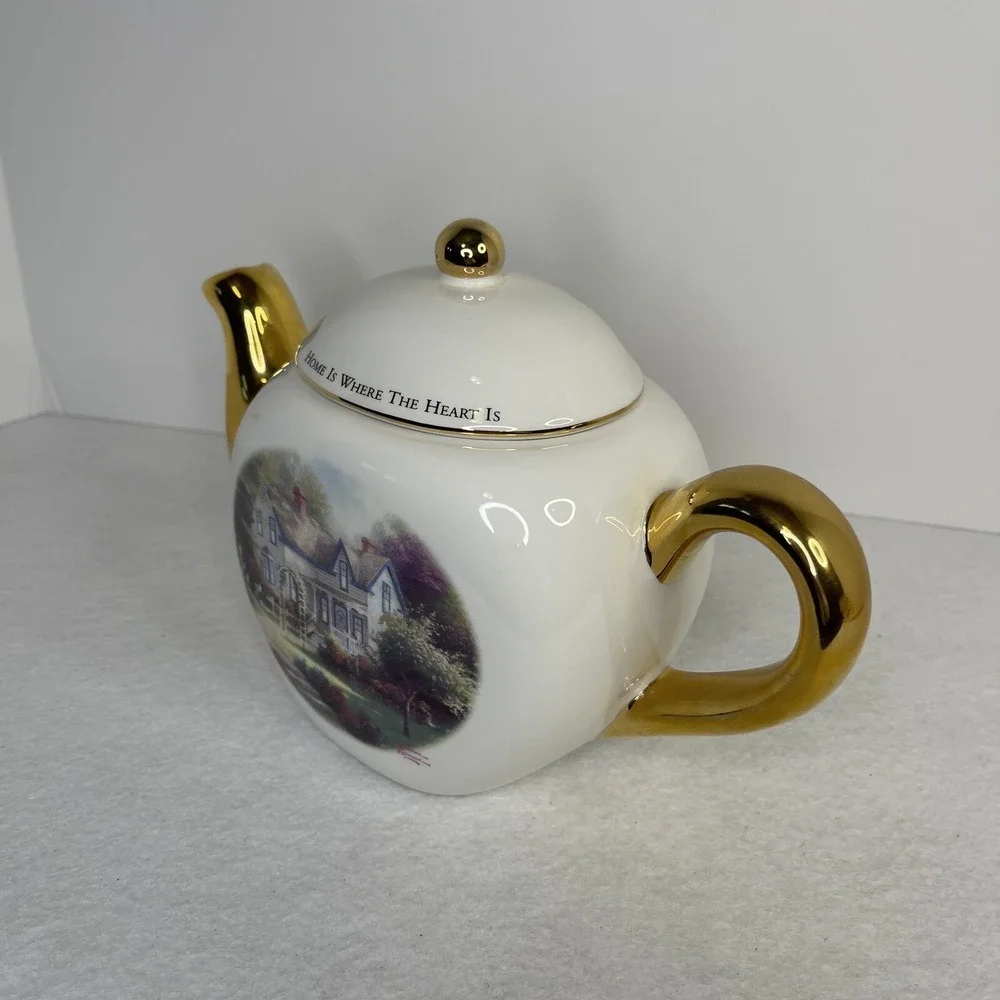 Vintage Thomas Kincade Porcelain Tea Pot Teleflora Gift Home Is‎ Where The Heart